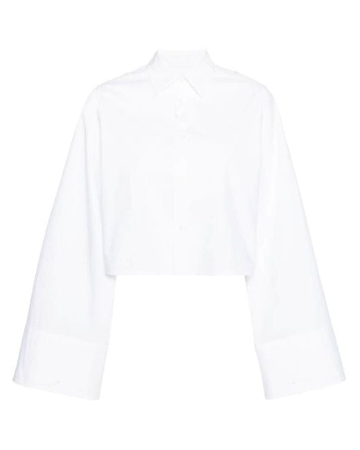 MM6 by Maison Martin Margiela White Extra-long Sleeve Cropped Shirt