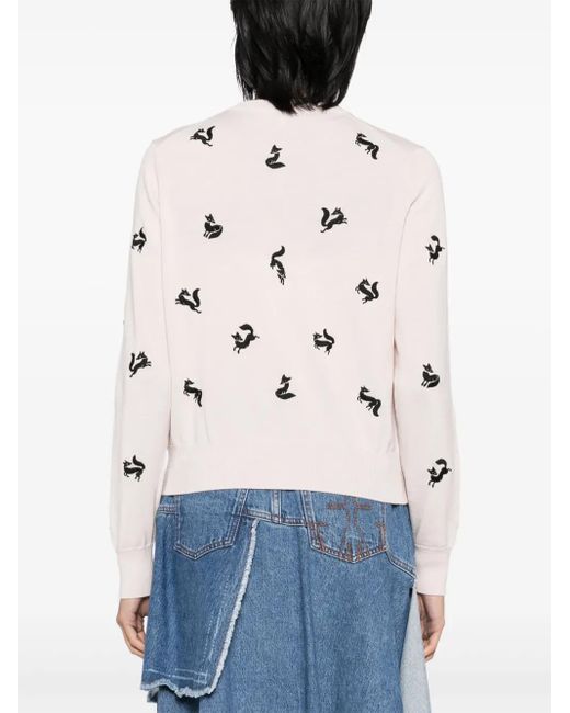 Maison Kitsuné Natural Fox Embroidered Cardigan