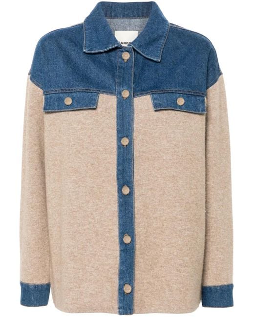 Sandro Blue Wendal Knitted Shirt