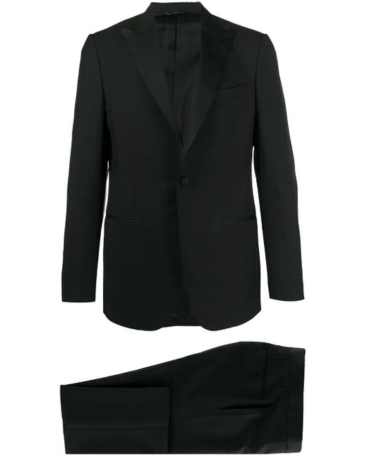 Dell'Oglio Black Fitted Tuxedo Suit for men