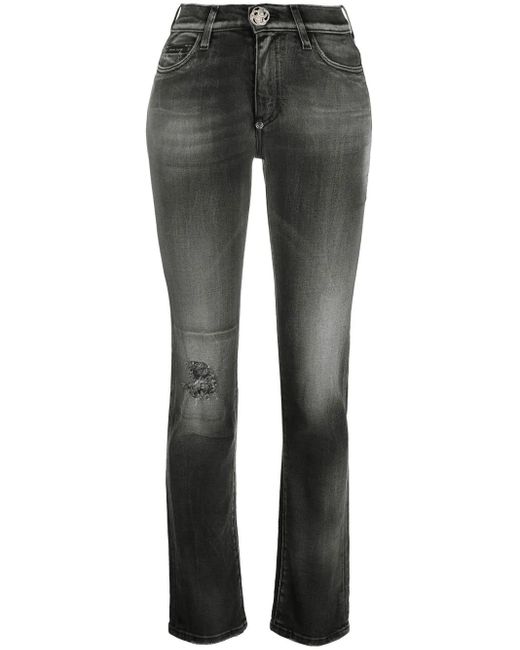 Philipp Plein Gray Logo-Plaque Denim Jeans