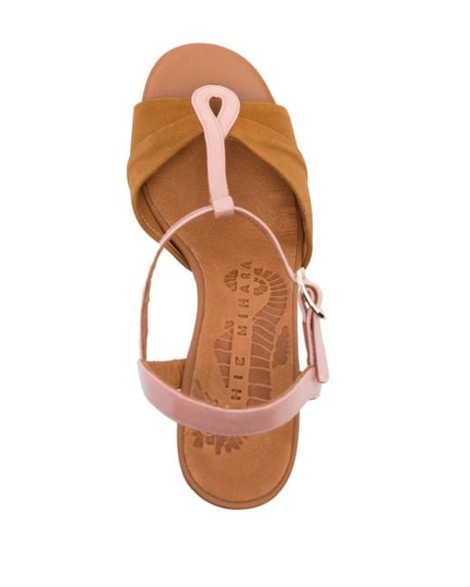 Chie Mihara Pink Biagio T-Bar Pleated Sandals