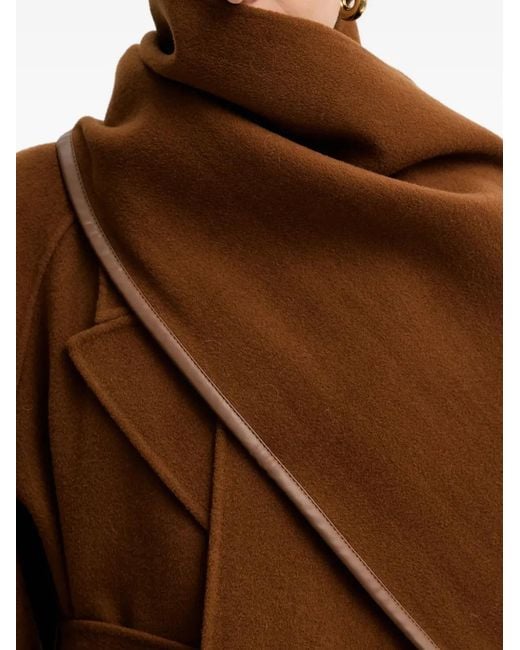 Liviana Conti Brown Noah Belted Scarf-Detail Coat