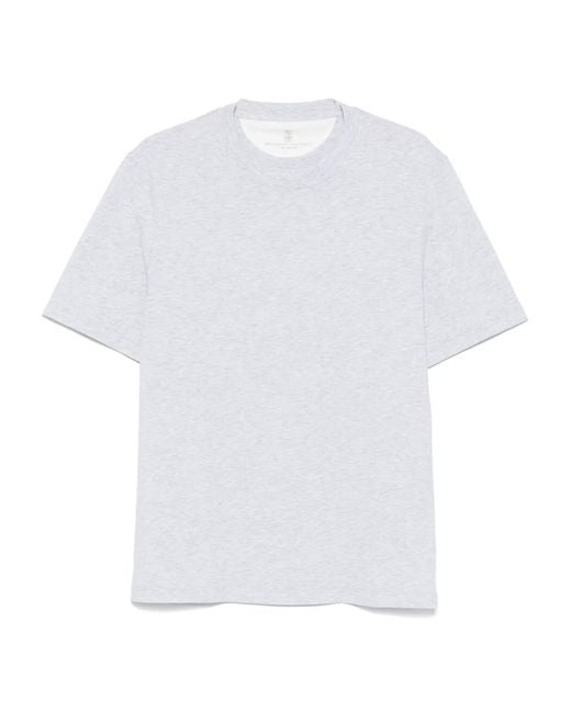Brunello Cucinelli White Mélange-Effect T-Shirt for men