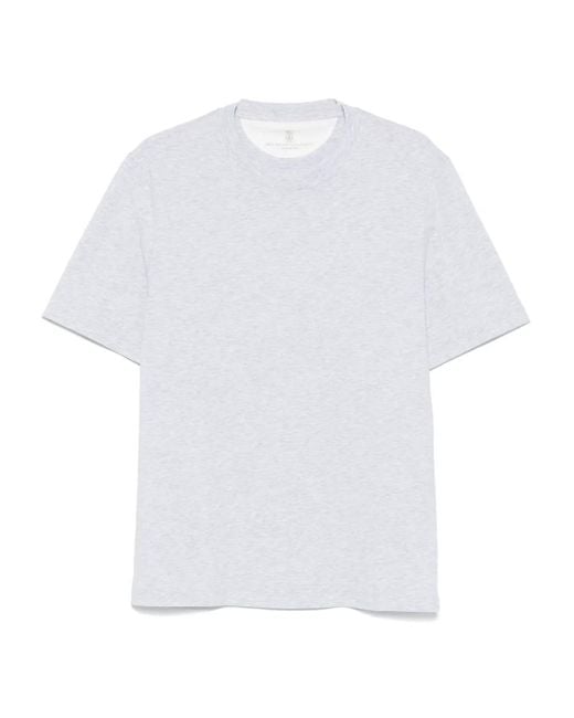 Brunello Cucinelli White Mélange-Effect T-Shirt for men