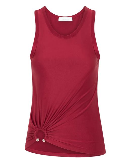 Rabanne Ruched Sleeveless Top Red