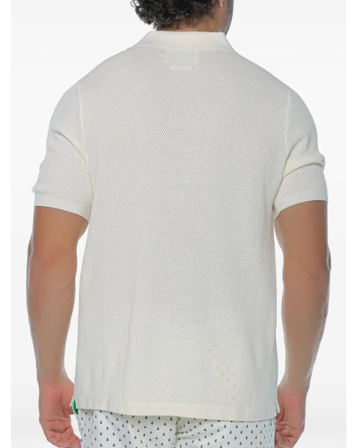 Mc2 Saint Barth White Sloan Mesh-Texture V-Neck T-Shirt for men