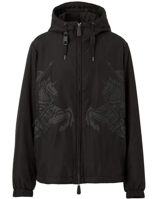 メンズ Burberry バーバリー Equestrian Knight プリント ジャケット Black