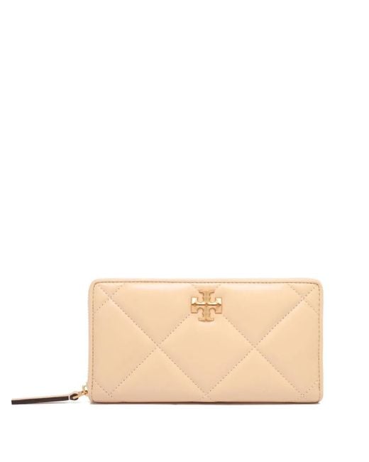 Tory Burch Natural Kira Quilted Zip-Around Wallet