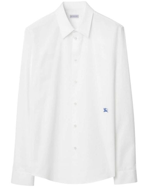Camisa con logo bordado Burberry de hombre de color White