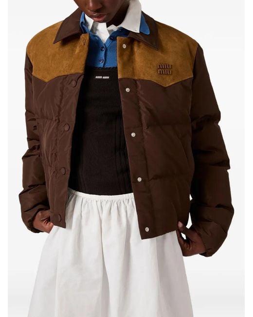Miu Miu Brown Technical Pongã Down Jacket