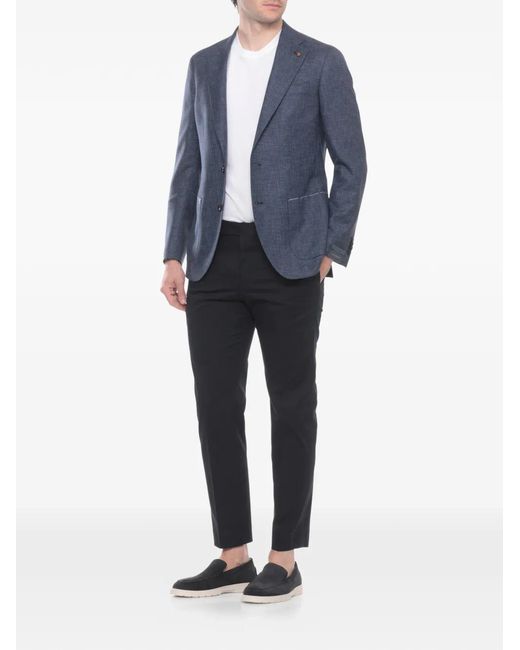 Latorre Blue Houndstooth Wool Blazer for men