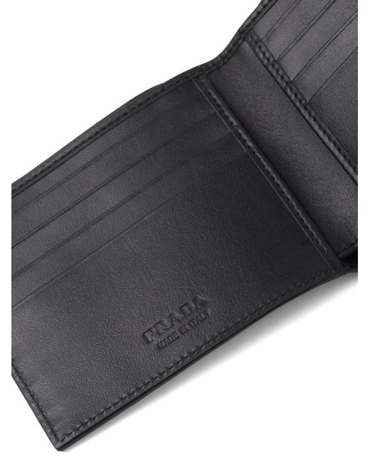 Portafoglio Bi-Fold Con Placca Logo di Prada in Black da Uomo