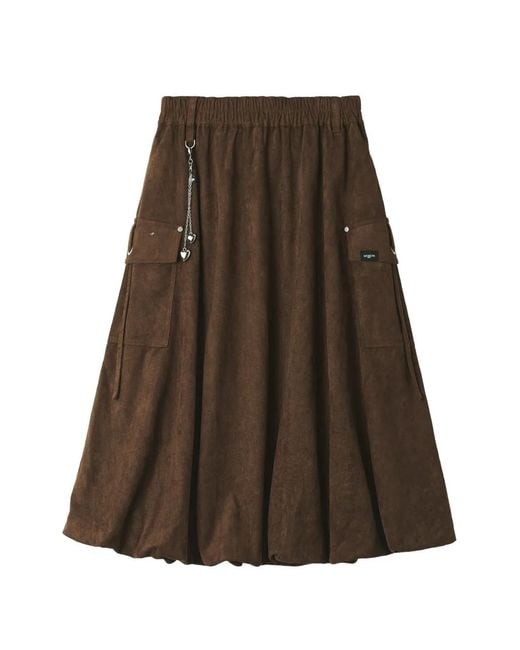 Musium Div. Brown Cargo Bubble Midi Skirt
