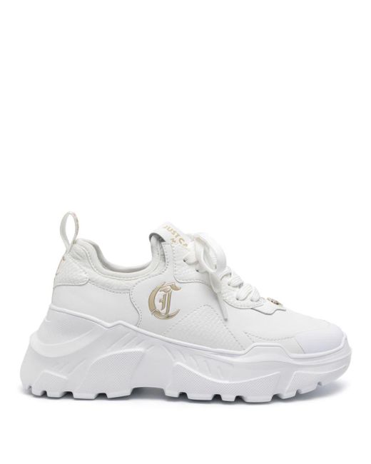 Sneakers con placca logo di Just Cavalli in White