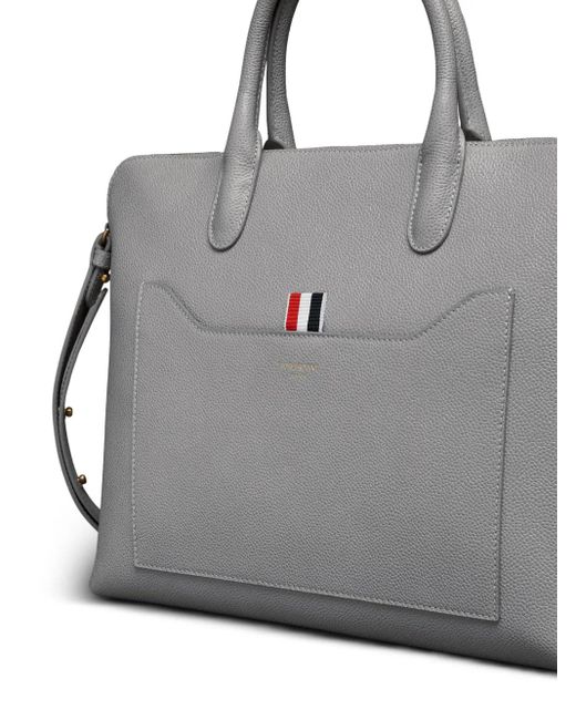 Portadocumenti Con Finitura Zigrinata di Thom Browne in Gray da Uomo