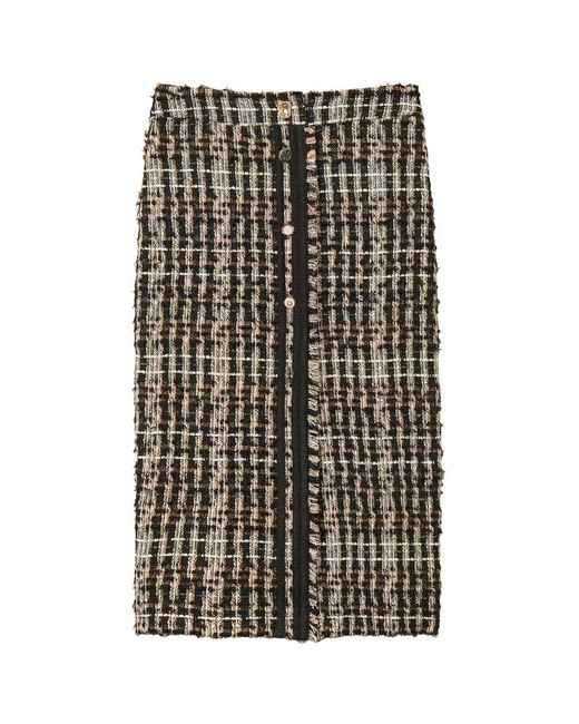 Twinset Black Jupe Mi-Longue Myfo À Boutons En Tweed