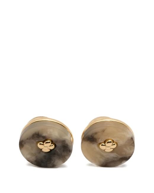 Lardini White Flower-Detail Round Cufflinks for men