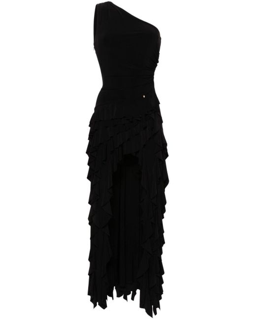 Nissa Black Ruffled Maxi Dress