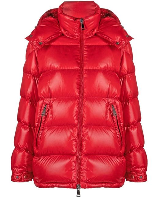 Moncler Maire Quilted Hooded Jacket in Red | Lyst Canada