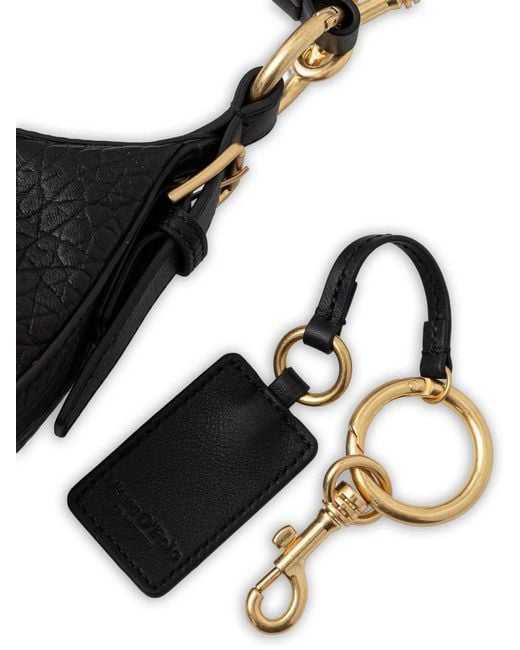 Marc O' Polo Black Logo-Appliqué Leather Tote Bag