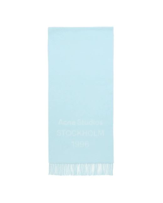 Sciarpa Con Frange E Logo A Intarsio di Acne in Blue