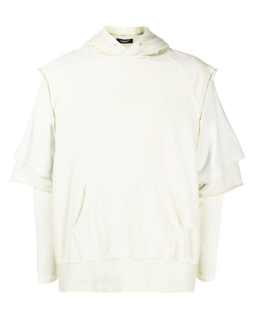 Undercover White Layered-Sleeve Cotton Hoodie for men