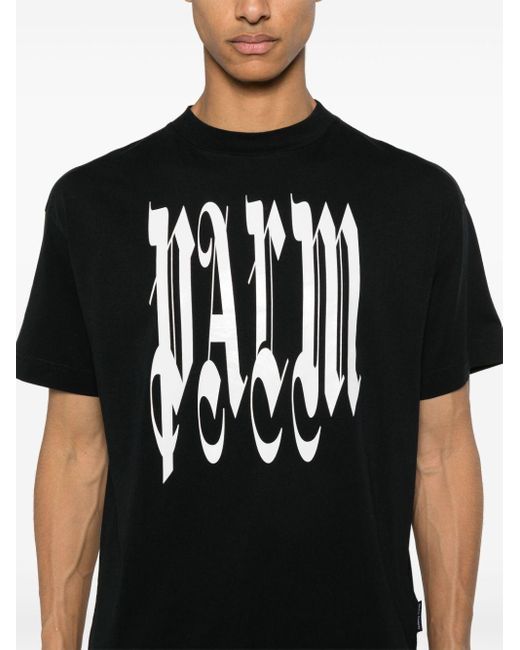 Palm Angels T-Shirt mit Gotik-Print in Black für Herren