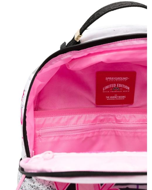 Sprayground Pink Graffiti-Print Shark Backpack for men
