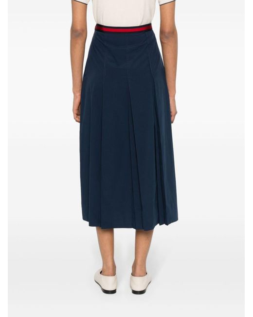 Gucci Blue Sylvie-web Pleated Midi Skirt