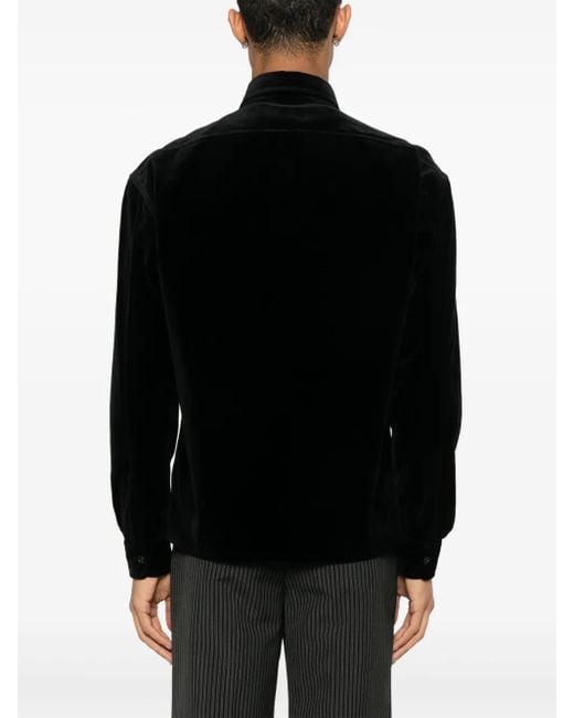 メンズ Ralph Lauren ベルベット オーバーシャツ Black