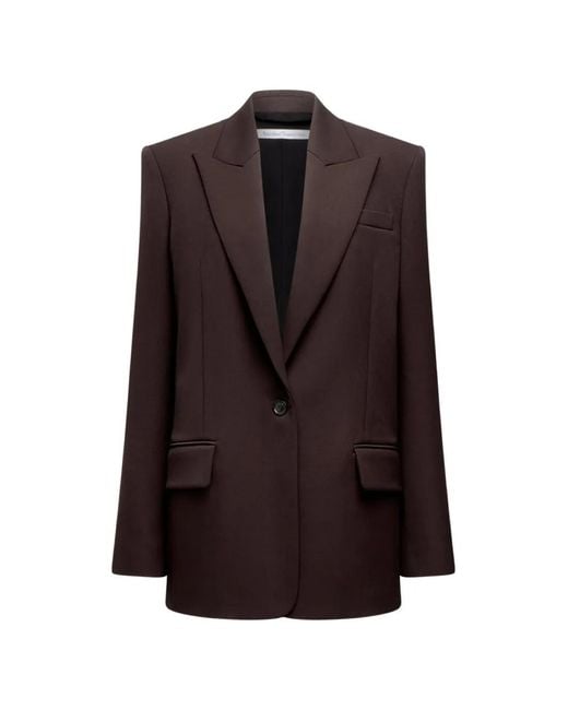 Another Tomorrow Brown Wool Tailored Oversized Peak-Lapel Jacket