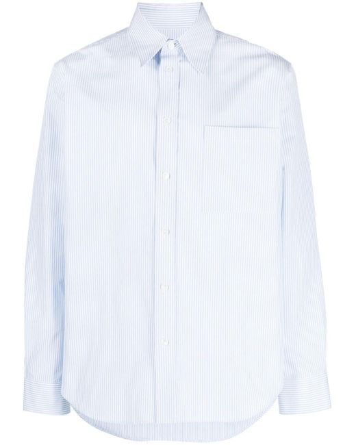 Bottega Veneta White Pinstripe Shirt - Men's - Cotton for men
