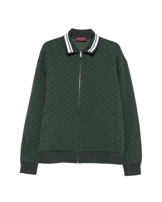 Gucci Green Logo-Pattern Jacket for men
