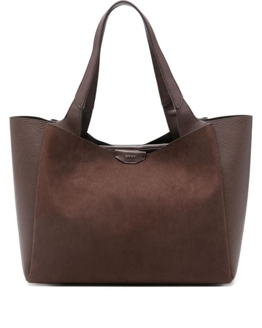 DKNY Brown Logo-Lettering Tote Bag