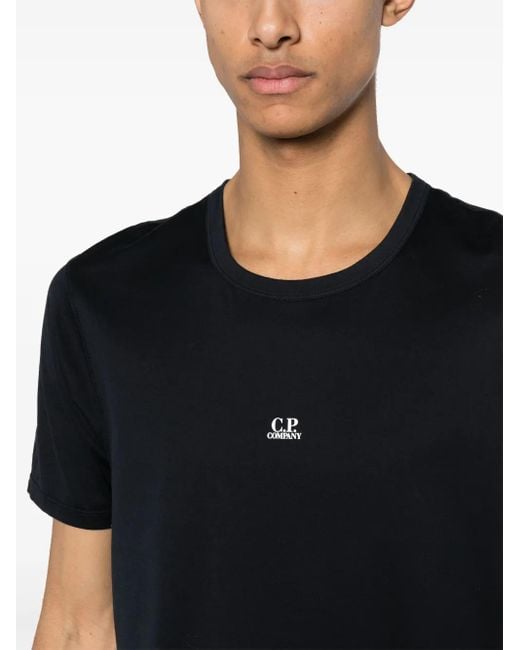 C P Company Black 70/2 Mercerized Jersey Logo T-Shirt for men
