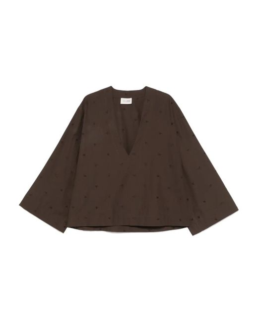 The Attico Vネック ブラウス Brown