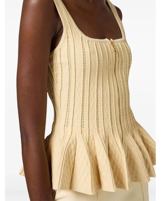Elisabetta Franchi ペプラムヘム ニットトップ Natural