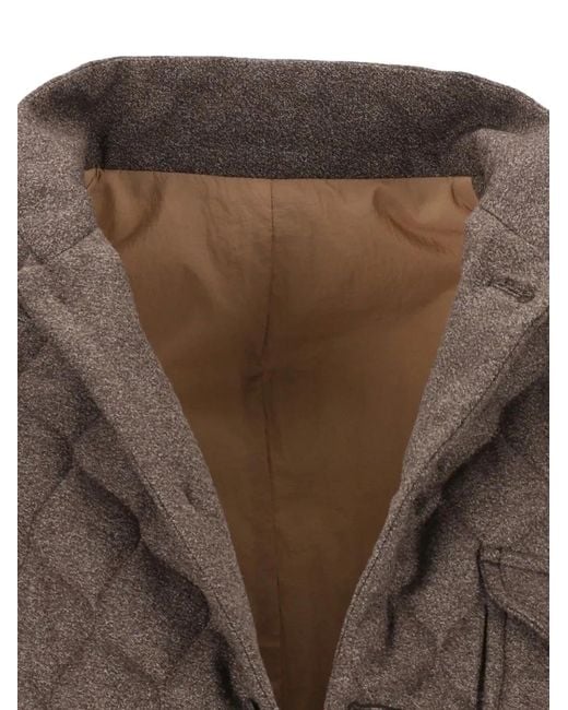 Emporio Armani Brown Quilted Button-Up Jacket for men