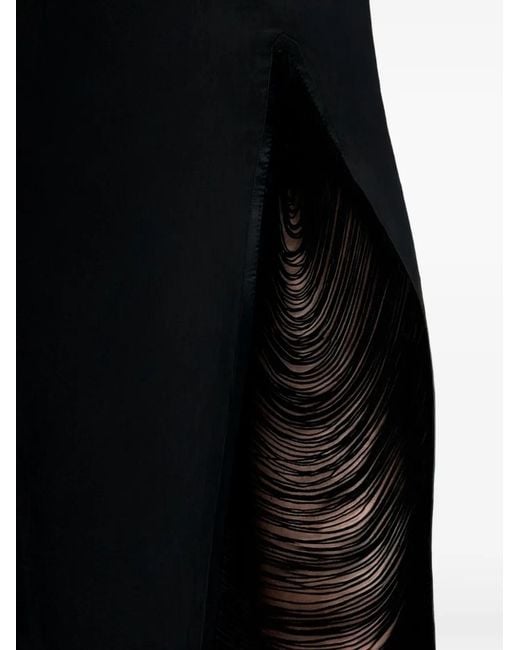 Contessa Mills Black Madeleine Fringe-Detail Skirt