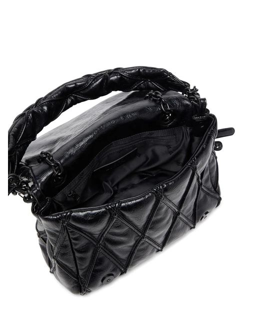 DIESEL Black Charm-D Diamond-Quilted Shoulder Bag