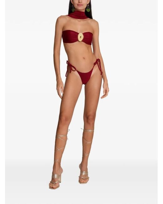 Amir Slama X Tati Barbieri Hammered-Effect Halterneck Bikini