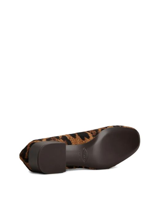 Tod's Brown Leopard-Print Block-Heel Pumps