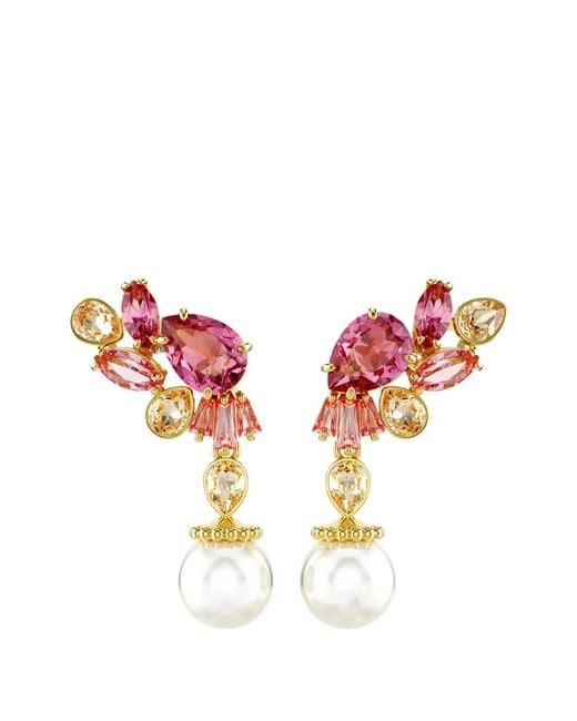 Swarovski Pink Drop-Pearl Crystal-Embellished Earrings