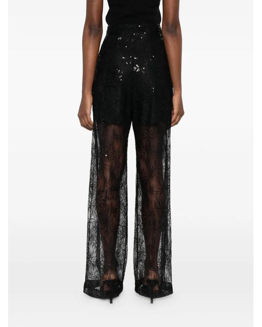 Alberta Ferretti Black Sequin-Detail Lace Trousers