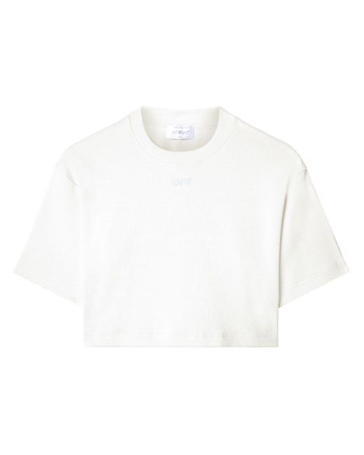T-shirt crop con ricamo di Off-White c/o Virgil Abloh in White