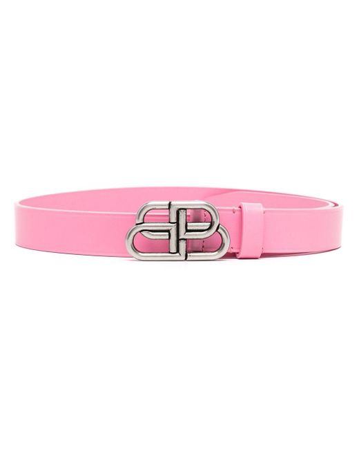 Balenciaga Pink Bb Buckle Thin Belt
