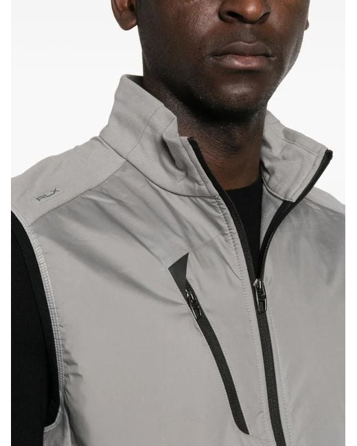 Ralph Lauren Gray Zip-Up High-Neck Gilet for men