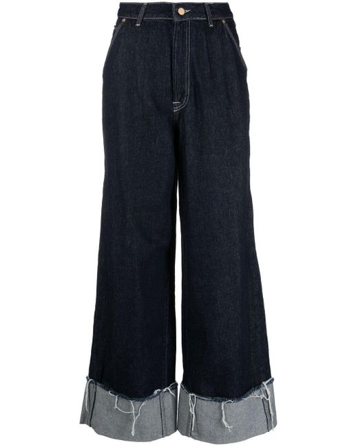 Essentiel Antwerp Denim Canadian Wideleg Rawcuff Jeans in Blue Lyst
