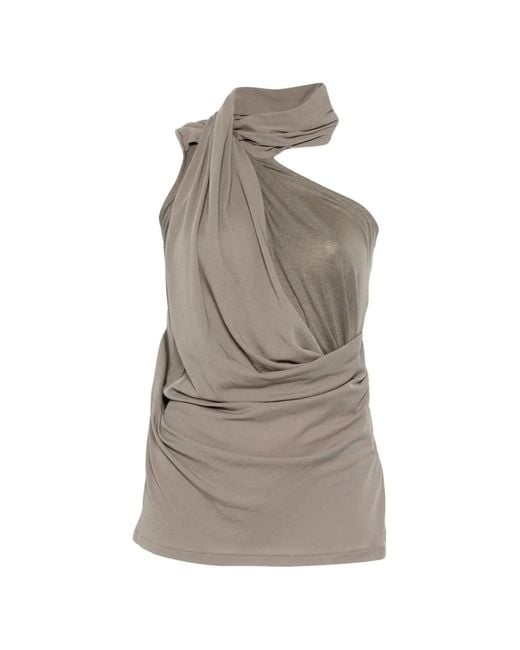 Entire studios Gray Draped One-Shoulder Top
